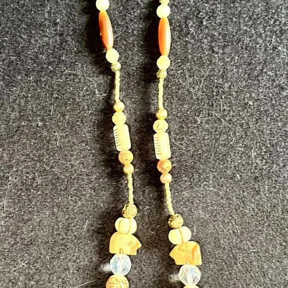 Distinctive Beaded Necklace with Bear Totem Fetish and Painted Pendant - Picture 7 of 8